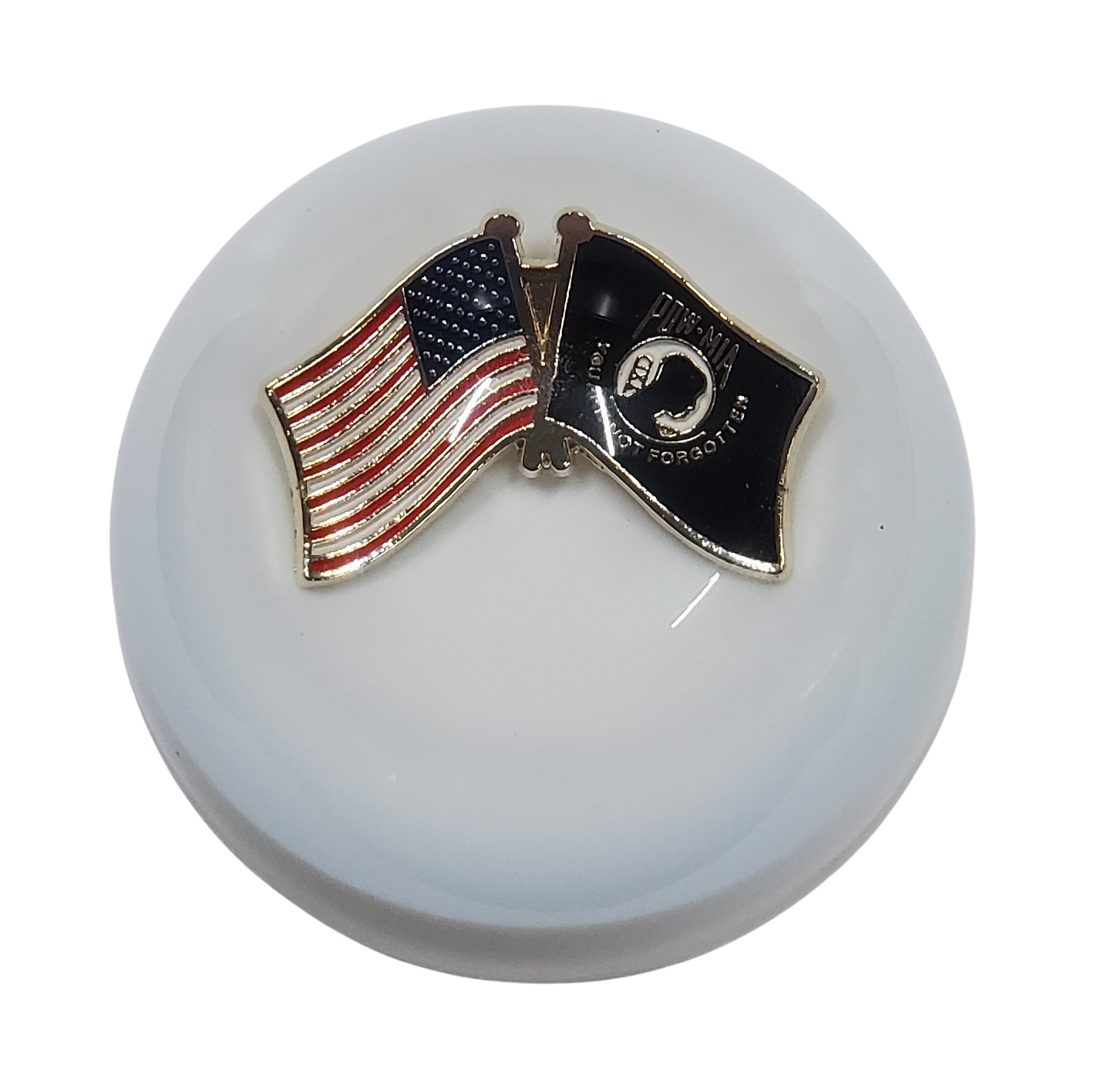 American Flag and POW-MIA Flag Shift Knob ~ White