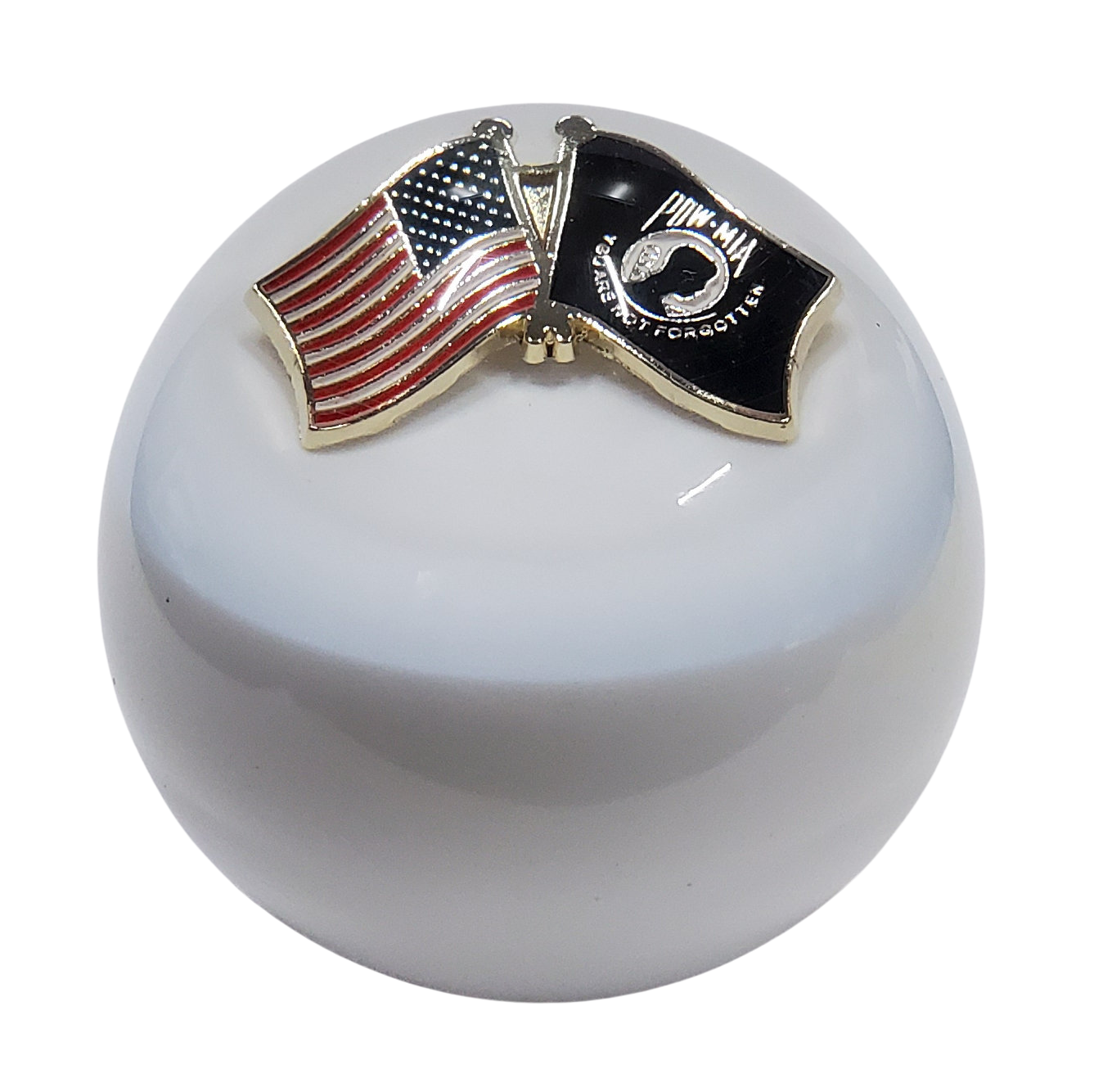American Flag and POW-MIA Flag Shift Knob ~ White
