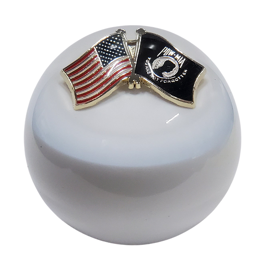American Flag and POW-MIA Flag Shift Knob ~ White