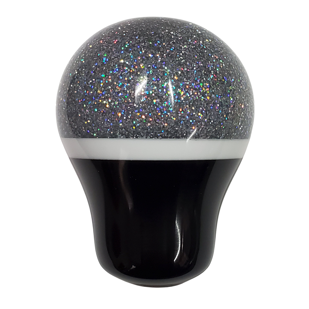 Black, White, and Silver Holographic Glitter Shift Knob