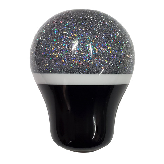 Black, White, and Silver Holographic Glitter Shift Knob