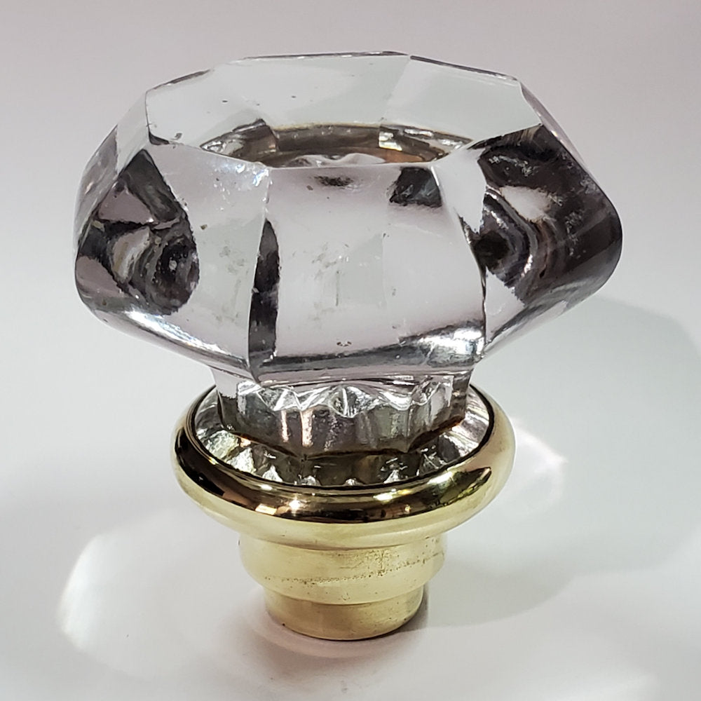 Glass and Brass Vintage Octagonal Door Handle Shift Knob