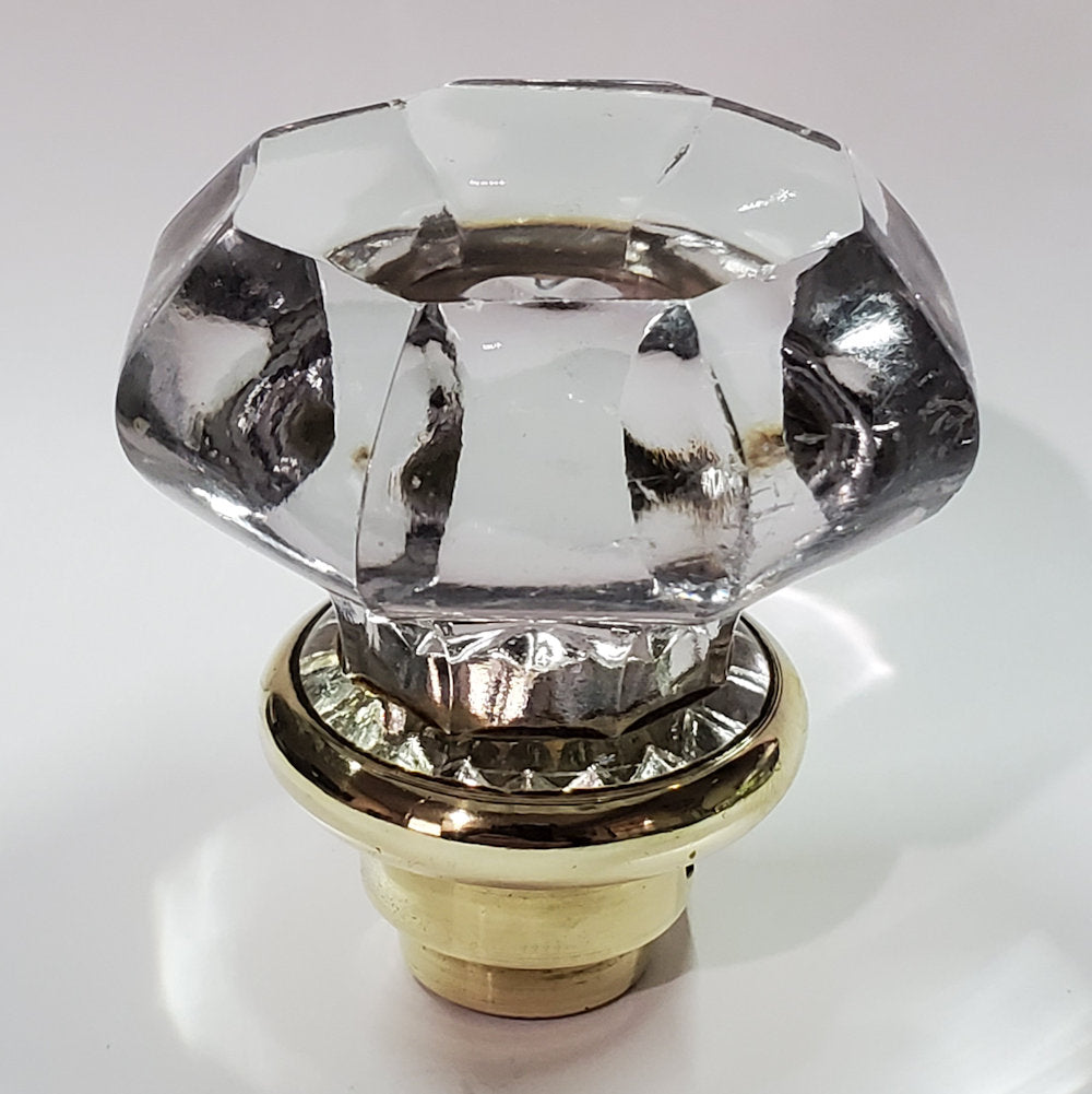 Glass and Brass Vintage Octagonal Door Handle Shift Knob