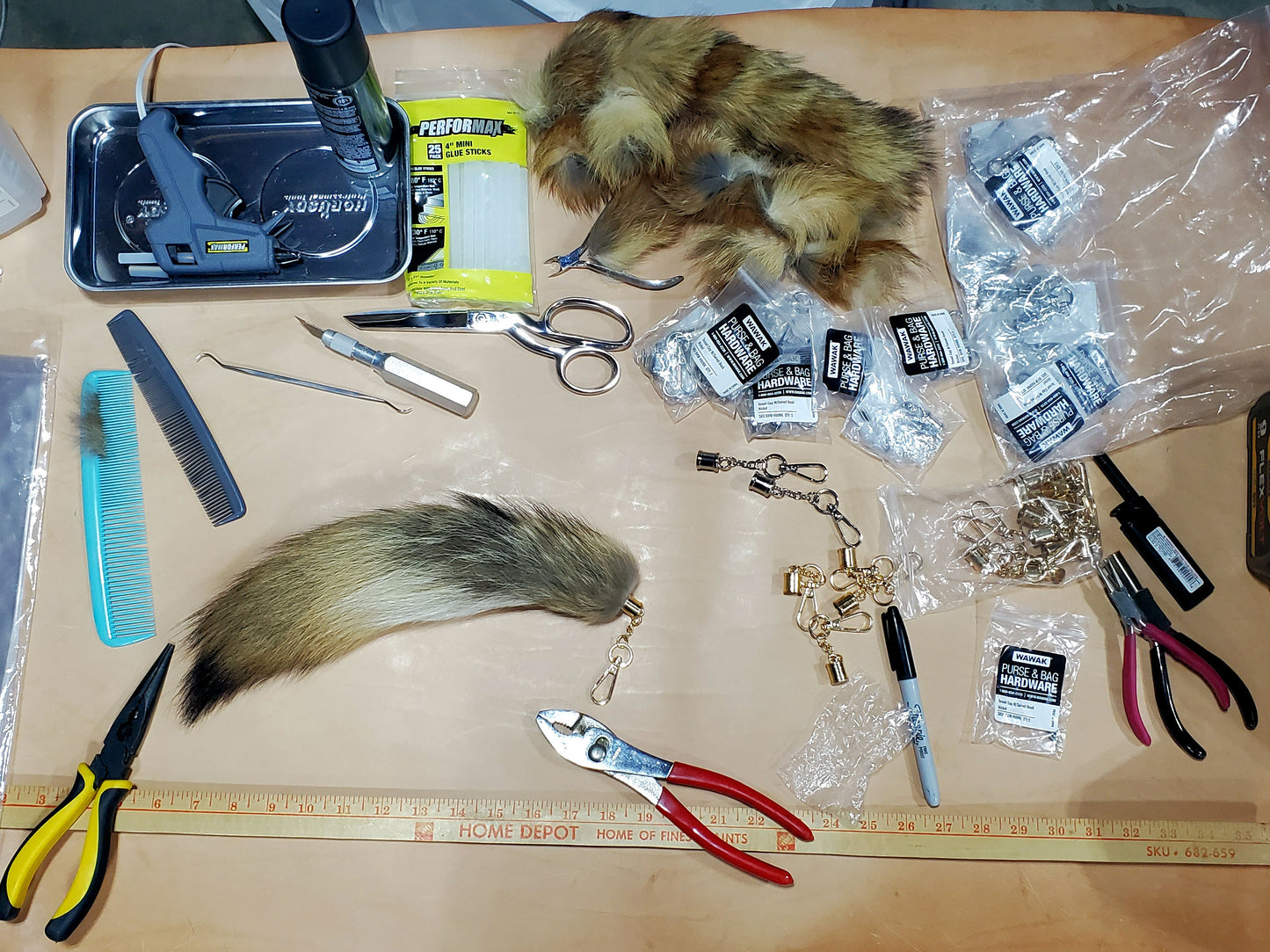 Real Coyote Tail Keychain, Antenna Topper, Mirror Hanger, Therian Tail