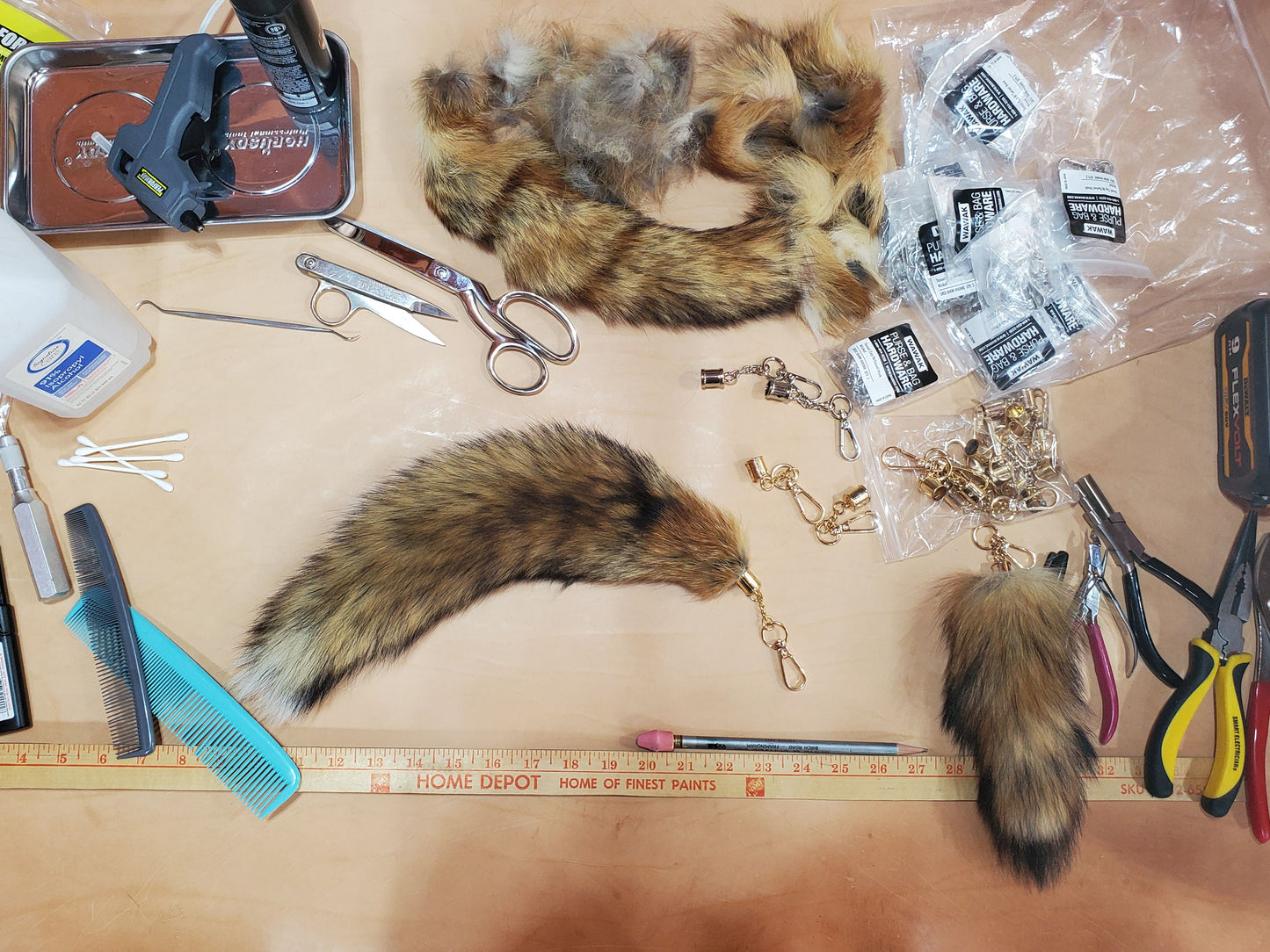 Real Red Fox Tail Keychain, Antenna Topper, Mirror Hanger, Therian Tail