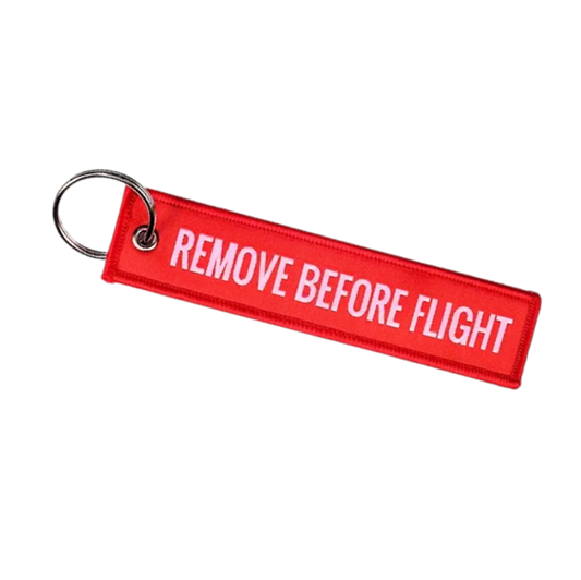 REMOVE BEFORE FLIGHT Safety Tag Keychain/Key Ring