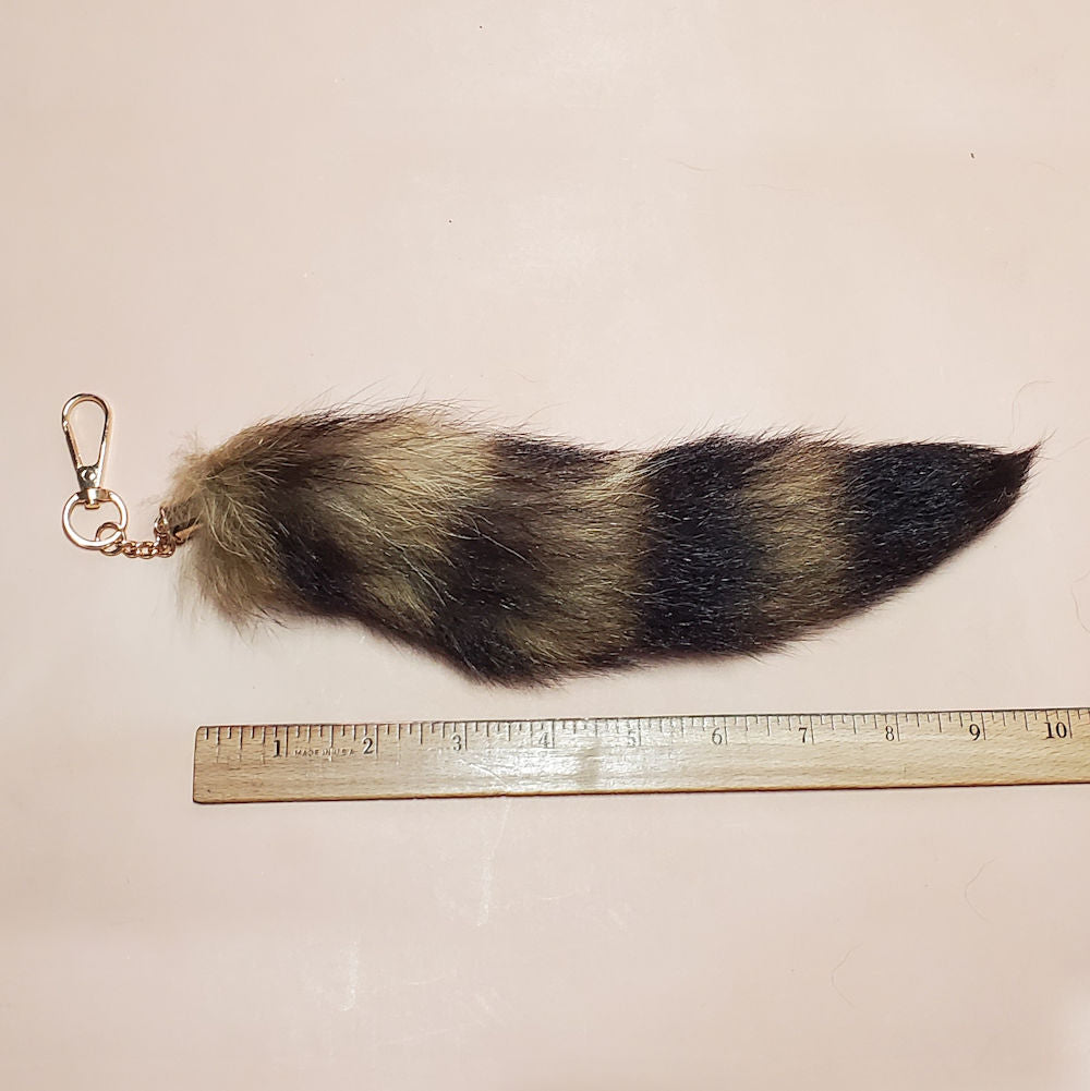 Real Raccoon Tail Keychain, Antenna Topper, Mirror Hanger, Therian Tail
