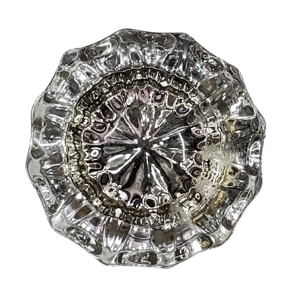 Vintage Glass and Silver Metal Door Handle Shift Knob