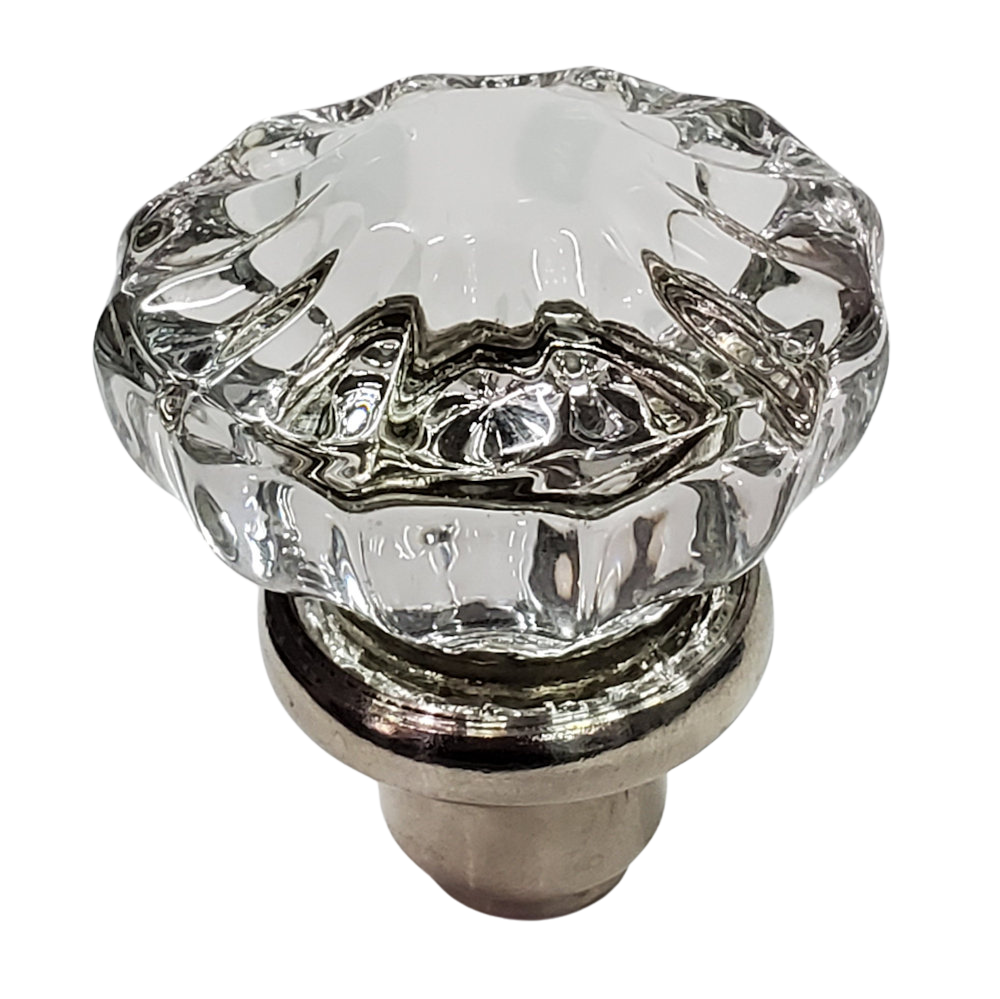 Vintage Glass and Silver Metal Door Handle Shift Knob