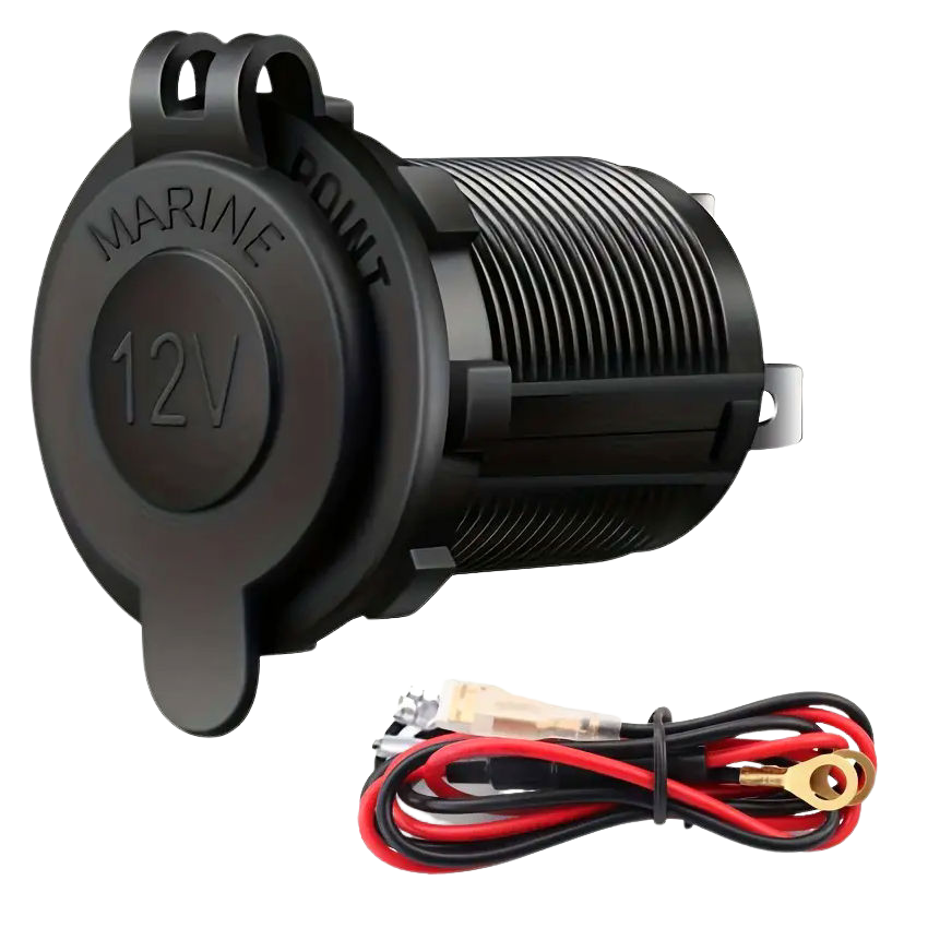 Waterproof 12V Cigarette Lighter Socket Outlet, Wiring