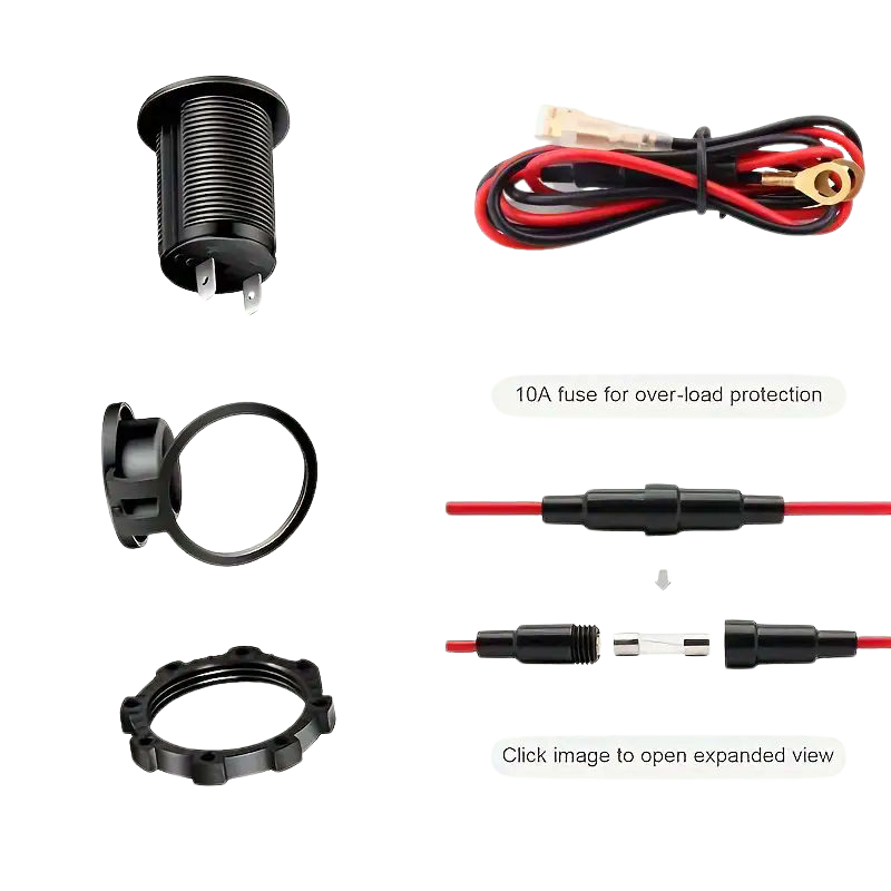 Waterproof 12V Cigarette Lighter Socket Outlet, Wiring