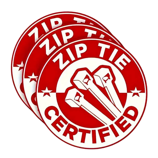 ZIP TIE CERTIFIED Decal 3 Pack