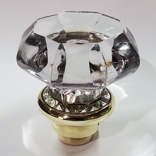 Glass and Brass Vintage Octagonal Door Handle Shift Knob