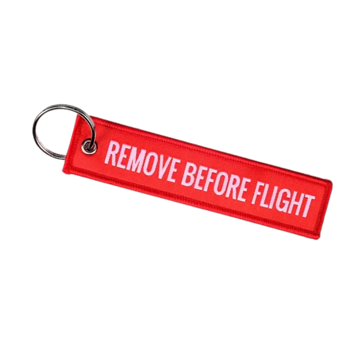 REMOVE BEFORE FLIGHT Safety Tag Keychain/Key Ring