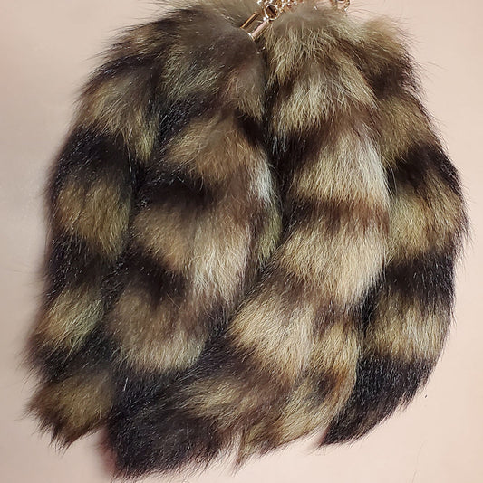 Real Raccoon Tail Keychain, Antenna Topper, Mirror Hanger