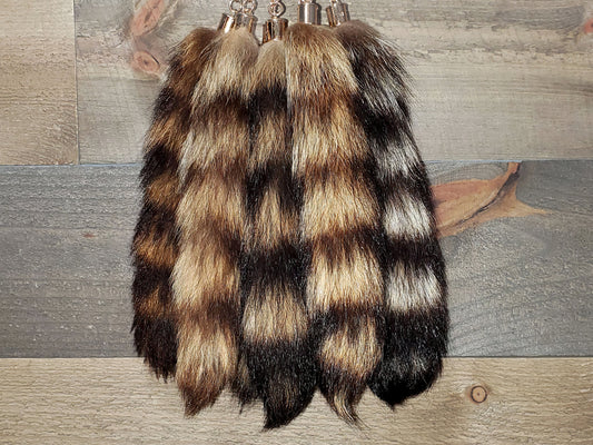 Real Raccoon Tail Keychain, Antenna Topper, Mirror Hanger, Therian Tail