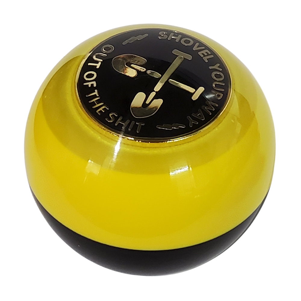 "Shovel Your Way Out" Slogan Shift Knob ~ Black and Yellow