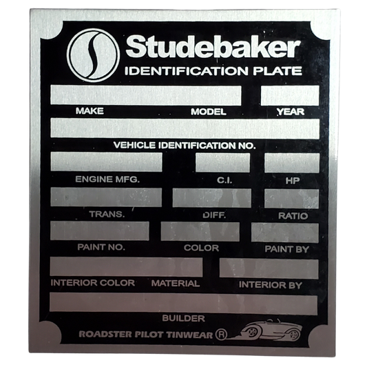 Studebaker Identification Plate ~ VIN Tag