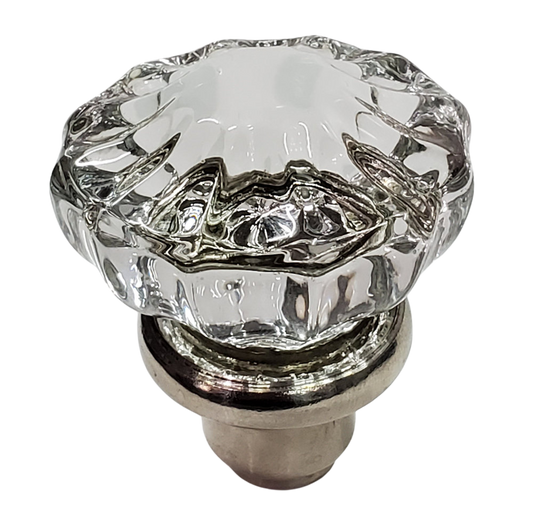 Vintage Glass and Silver Metal Door Handle Shift Knob