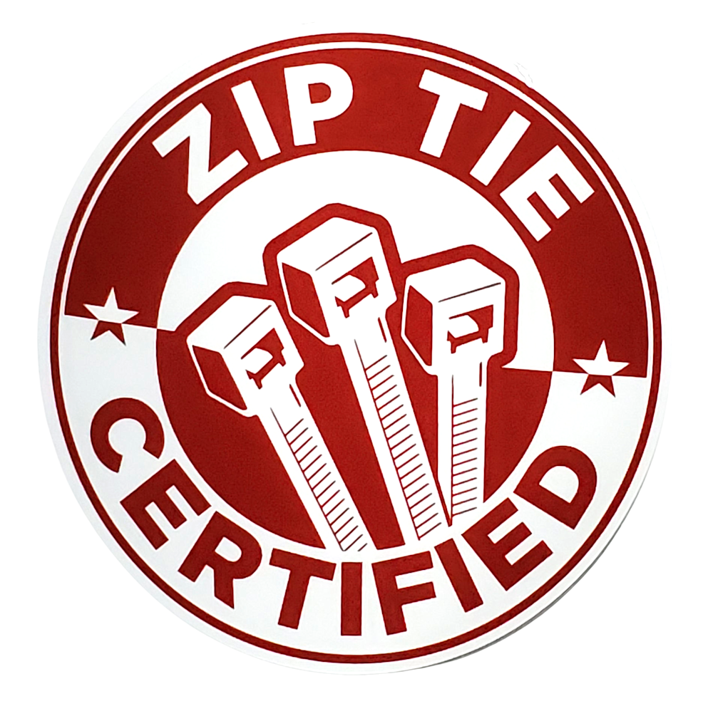 ZIP TIE CERTIFIED Decal ~ Red – Roadkill Customs